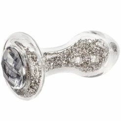 Brand new ๐ Glacier Glass Silver Sparkler Jewelled Butt Plug - 4 Inch ๐