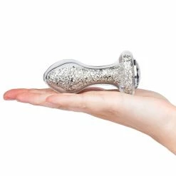 Brand new 🎁 Glacier Glass Silver Sparkler Jewelled Butt Plug - 4 Inch 🔔 -Female adult toys Store unnamed file 351