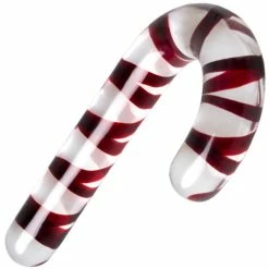 Best Sale 🔔 Bondara&Sex 🎄 Christmas 🍬 Candy Cane Glass Dildo - 7 Inch ✔️